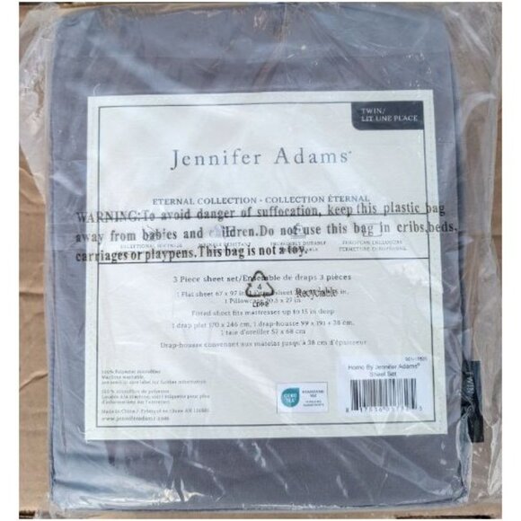 Jennifer Adams Twin Graphite Eternal Sheet Set - Picture 4 of 7